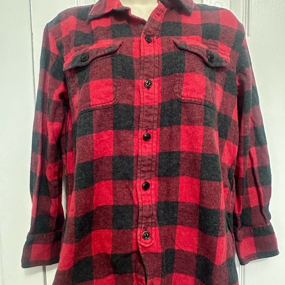 Madewell Red and Gray Plaid Shirt